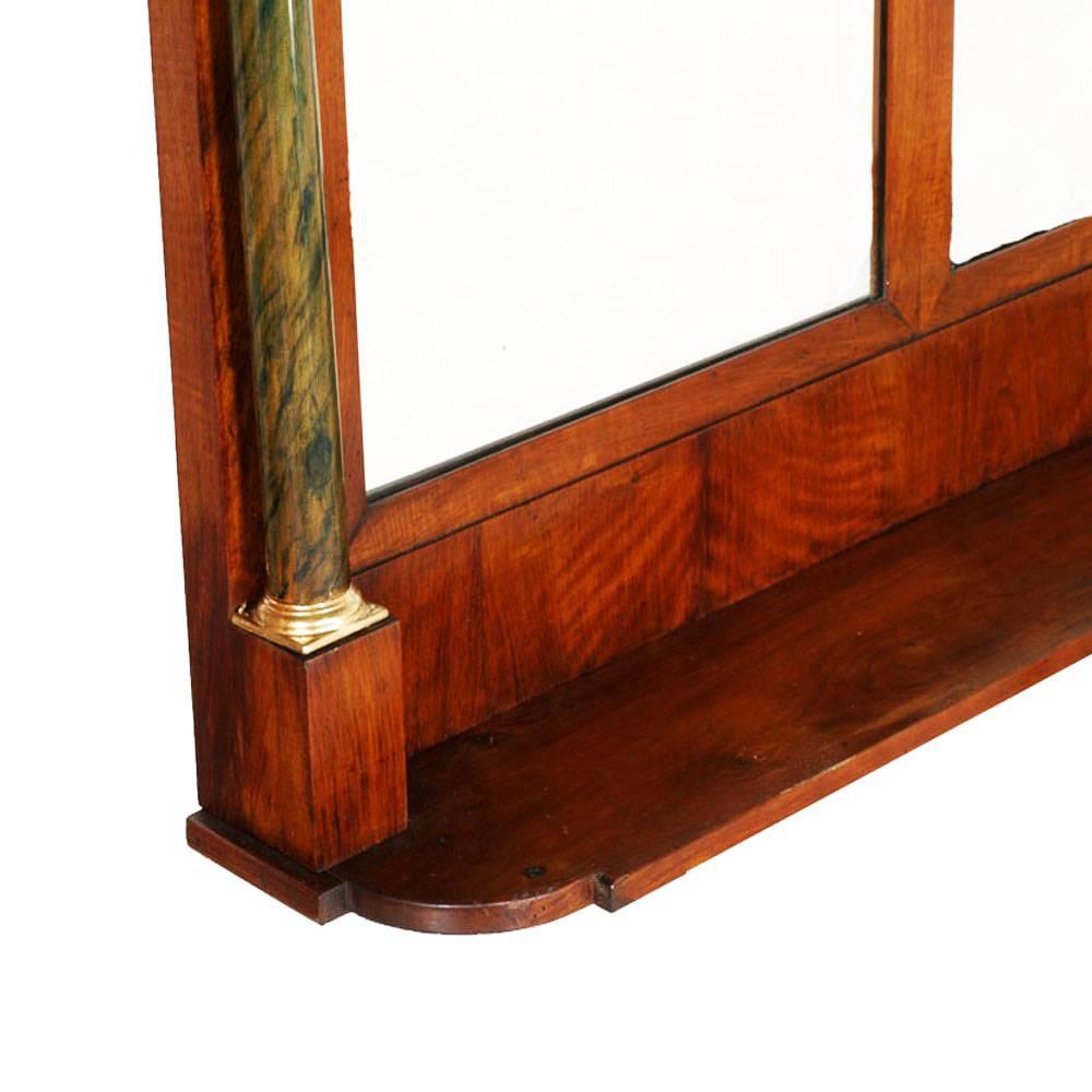 Italian 19th Century Original Empire Style Large Console Mirror in Walnut Wax Polished For Sale
