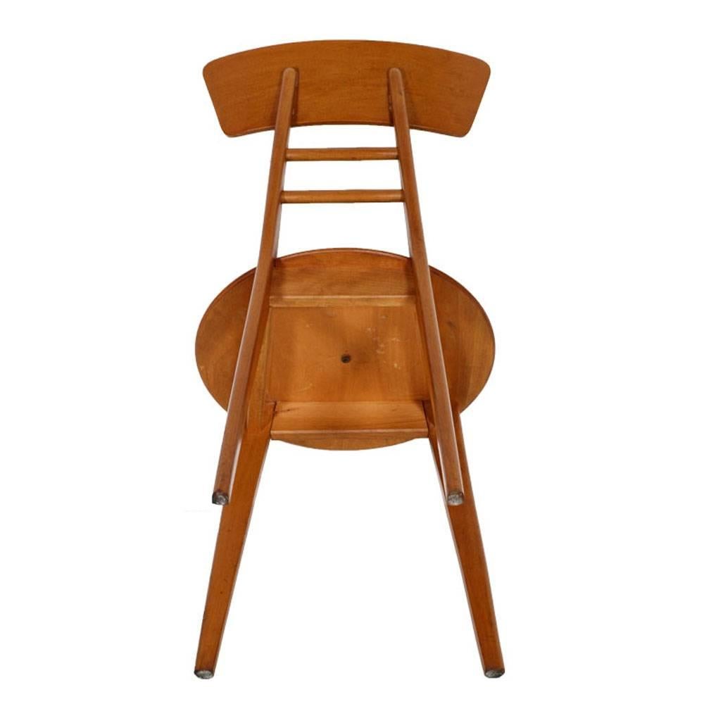 20th Century Mid-Century Modern Italian Three Chairs Jens Risom atributet Beechwood & Rubber For Sale