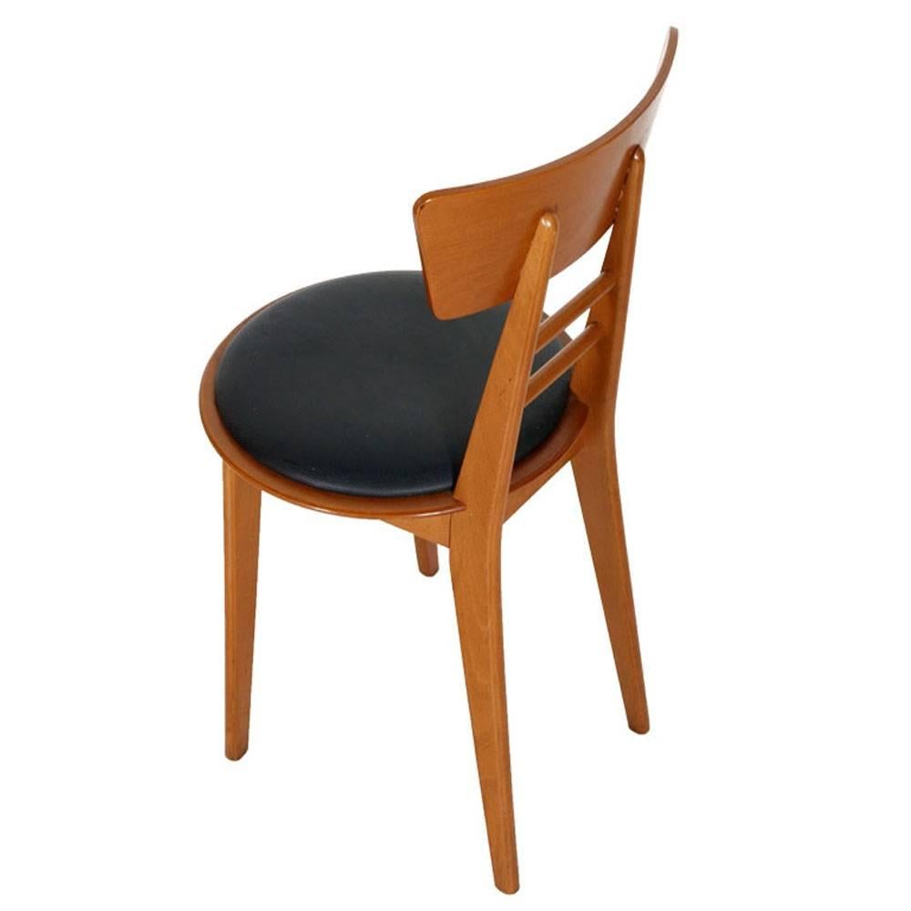 Mid-Century Modern Italian Three Chairs Jens Risom atributet Beechwood & Rubber In Good Condition For Sale In Vigonza, Padua