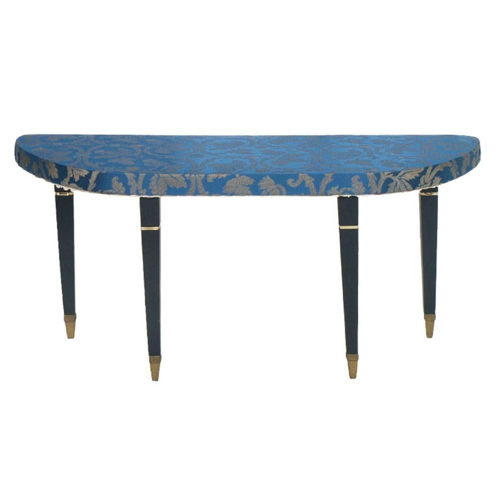 Midcentury Italian Entry Art Deco age Stool in Ebonized Walnut  New Upholstered In Good Condition For Sale In Vigonza, Padua