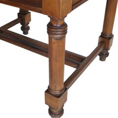 19th Century Neoclassic Austrian Square Table Solid Walnut Restored Wax Polished