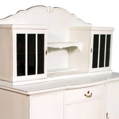 1930s Antique White Painted Dresser Drawers, Credenza, Art Deco Solid Oakwood