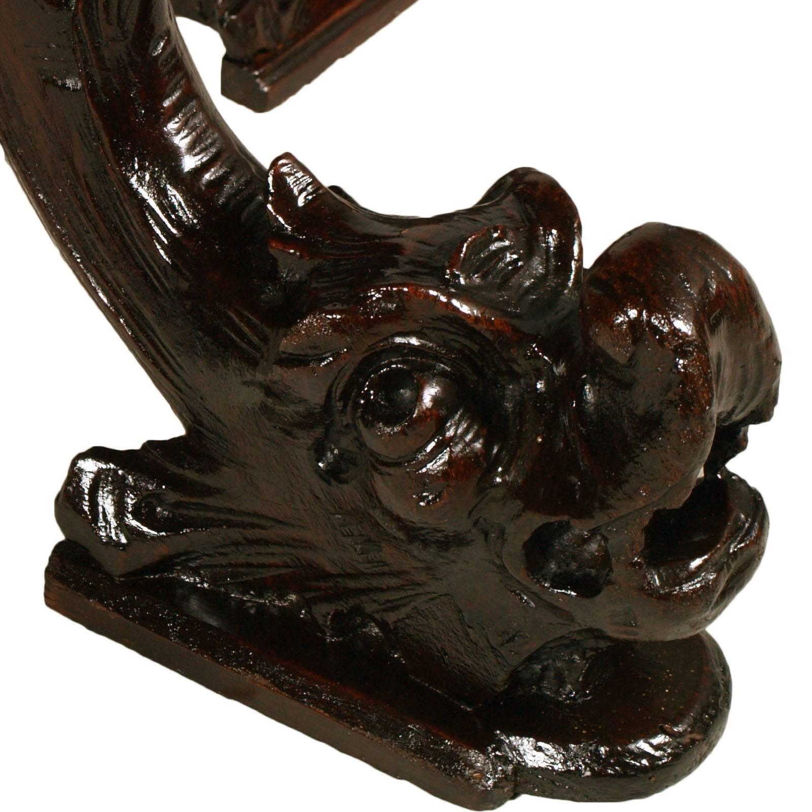 Hand-Carved Carved Oak Gothic Coffee Table Eugène Emmanuel Viollet-le-Duc Style, circa 1850 For Sale