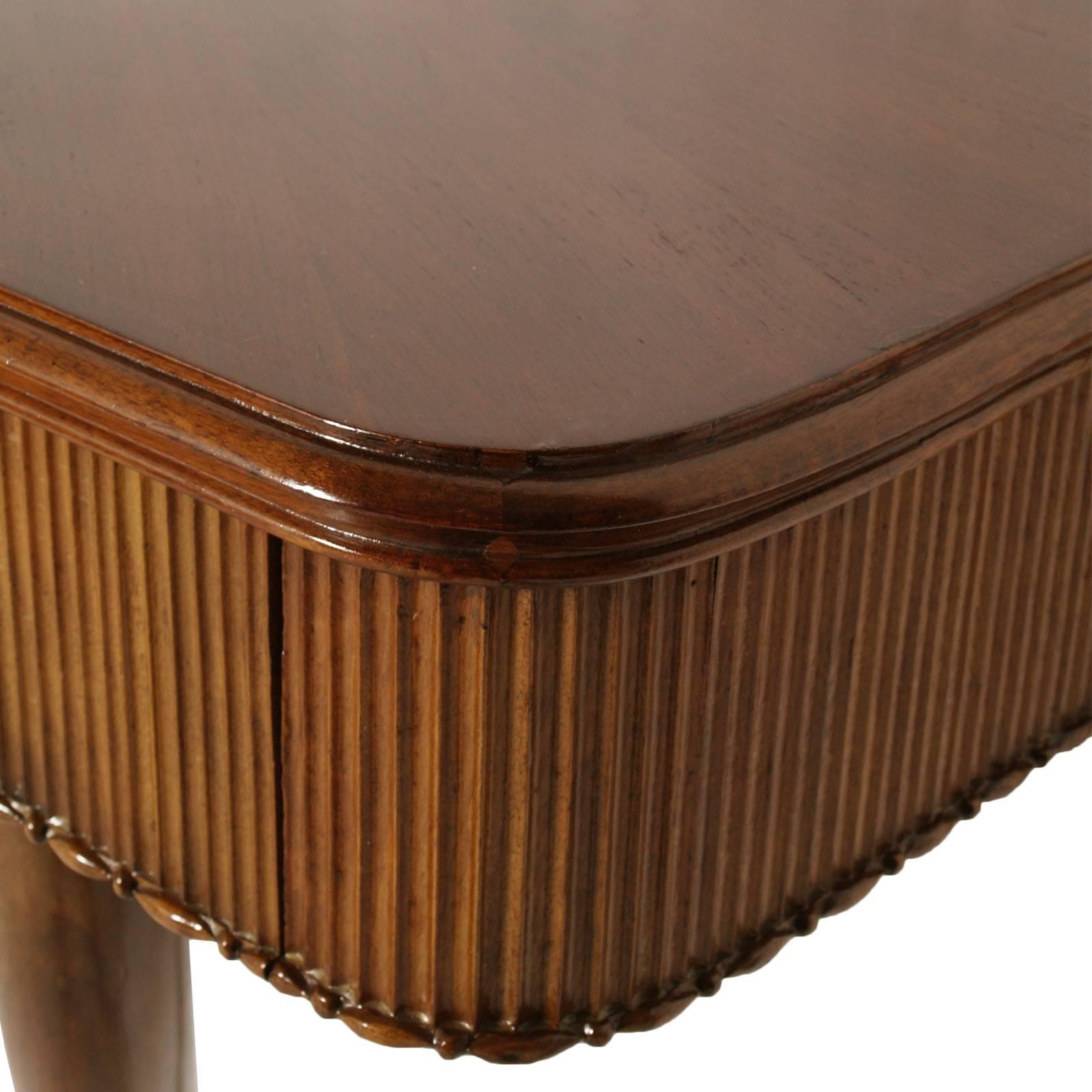 1940s Console Table Three Drawers by Osvaldo Borsani, Blond Walnut Wax-Polished 1