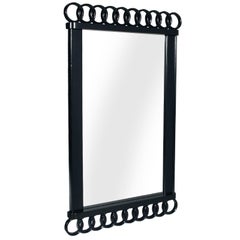 Retro 1930s Black Laquered Art Deco Mirror  Paolo Buffa attributed , Permanente Mobili