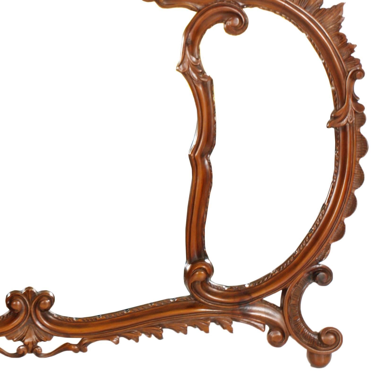 Rococo Revival Early 20th Century Venetian Wall Mirror, Carved Walnut, Testolini Attributed For Sale
