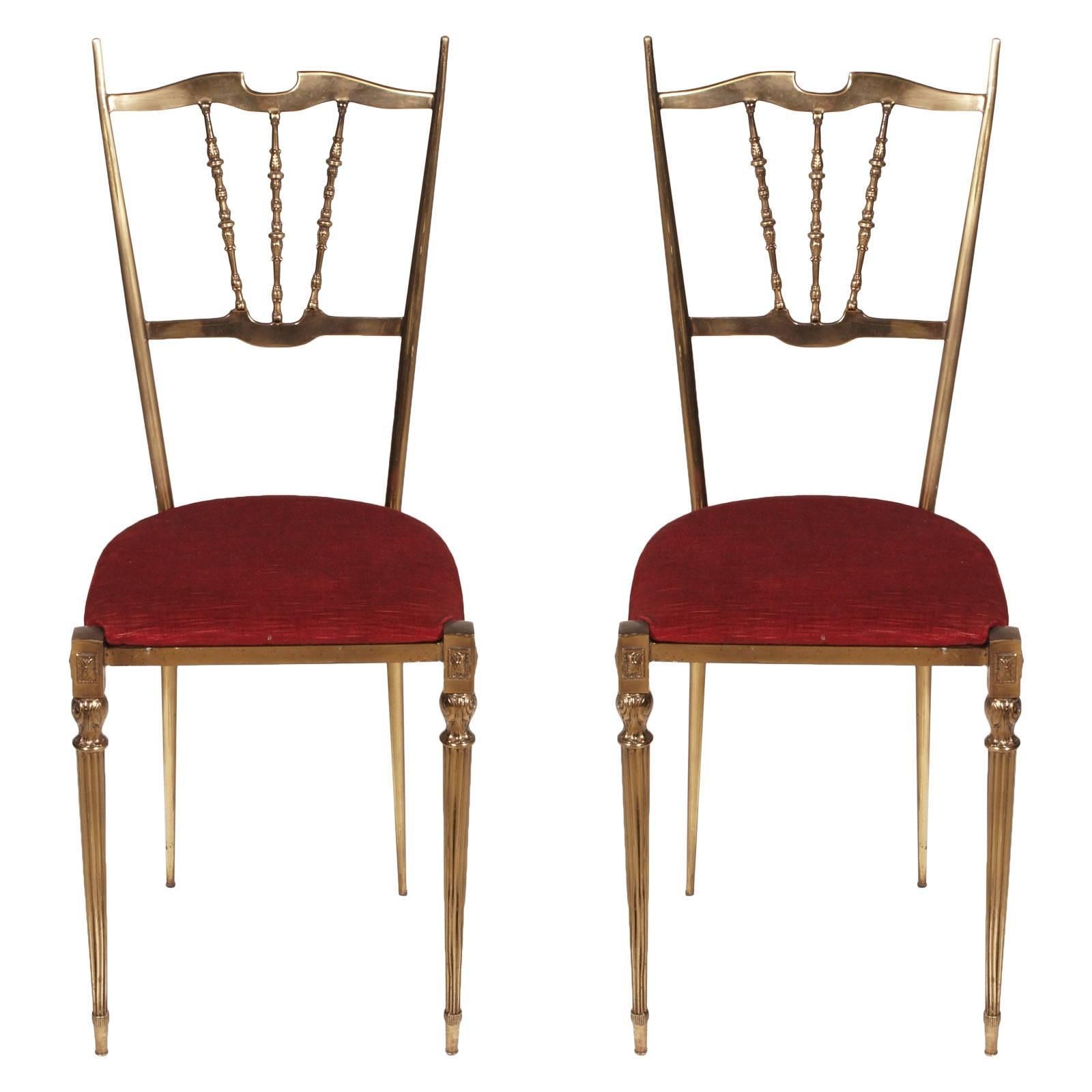 We can sell the pieces separately
Midcentury Art Nouveau brass entrance, console, mirror, chairs, Gio Ponti style
Structural parts in burnished brass, circa 1930.
Seat of the two chairs in original red brown velvet in good condition
Top of the