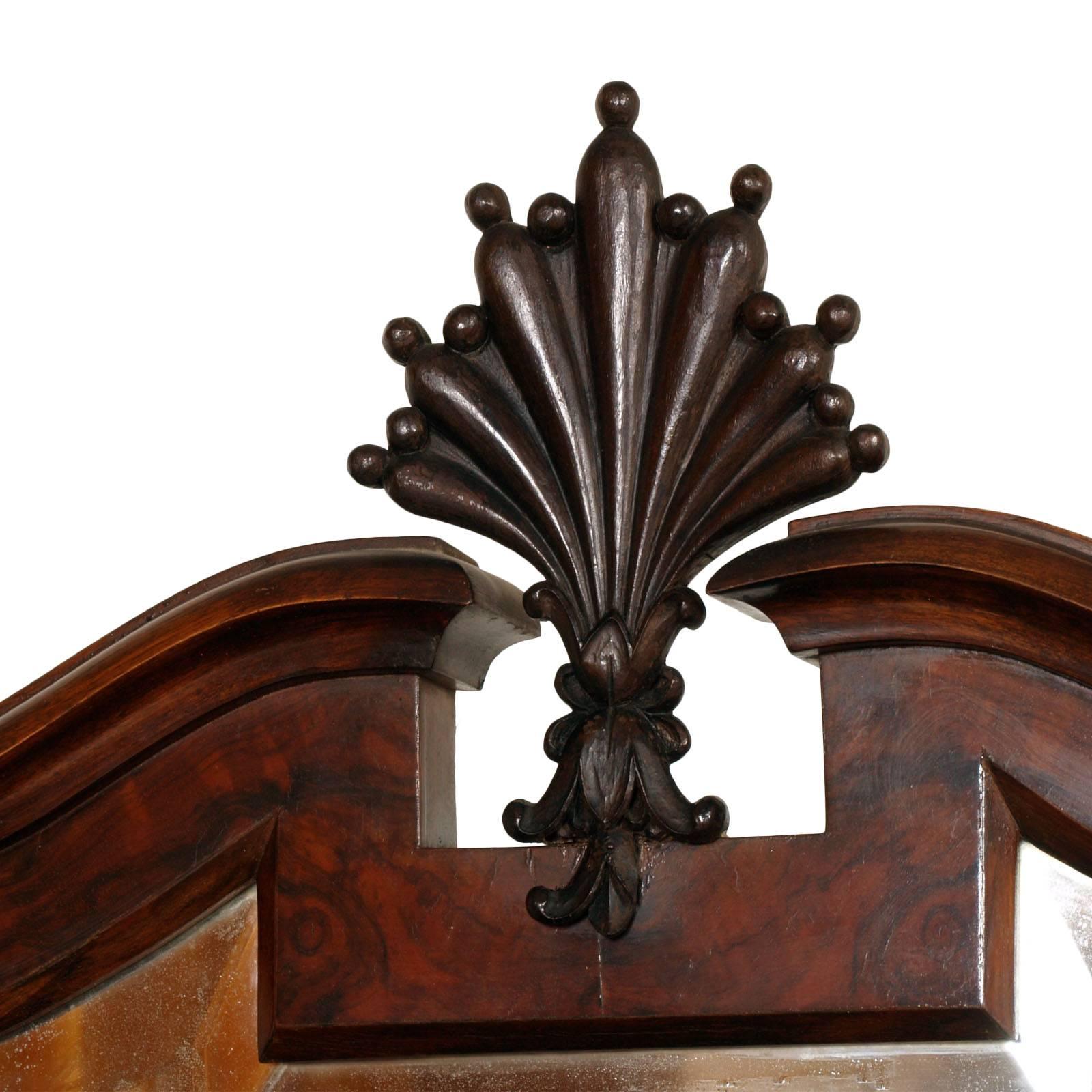 Hand-Carved 1910s Art Nouveau Dresser Carved Walnut Burl Walnut by Testolini Salviati Venice For Sale