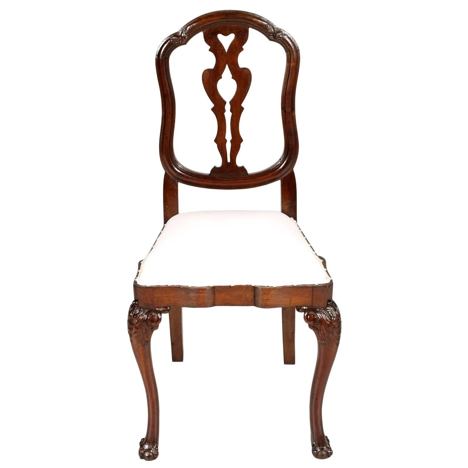 Italian 19th Century Venetian Six Chippendale Chairs in hand-carved Walnut Restored  For Sale