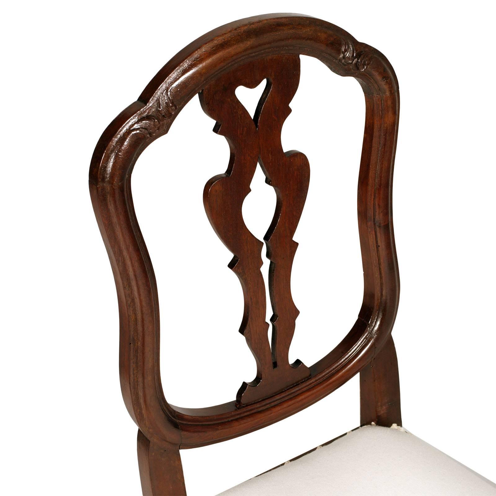 19th Century Venetian Six Chippendale Chairs in hand-carved Walnut Restored  For Sale 1