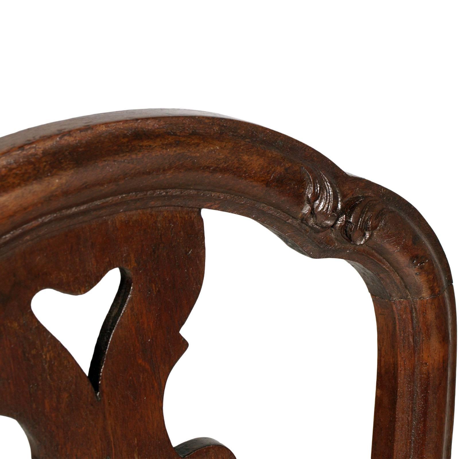 19th Century Venetian Six Chippendale Chairs in hand-carved Walnut Restored  For Sale 2