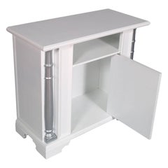 Italian Laquered White and Silver Neoclassic Midcentury Entry Cabinet or Console