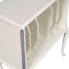 Italian Art Nouveau Painted Cabinet Magazine or Record Rack in Walnut, Restored