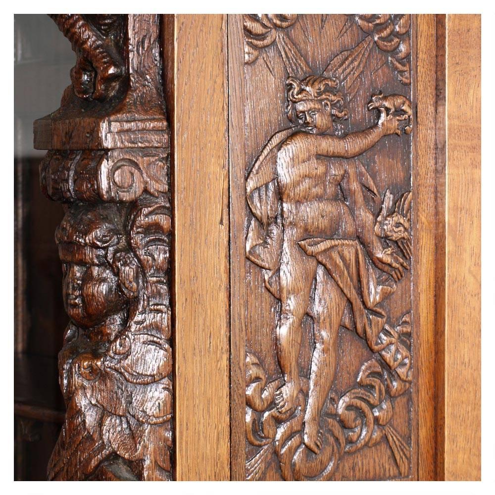 18th Century and Earlier 16th Century Italy Ligurian Carved Oak and Chestnut Credenza Bambocci Sideboard For Sale