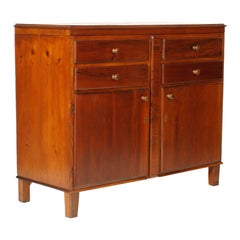 Late 19th Century Italy Credenza Sideboard, Solid Walnut , Wax Polished