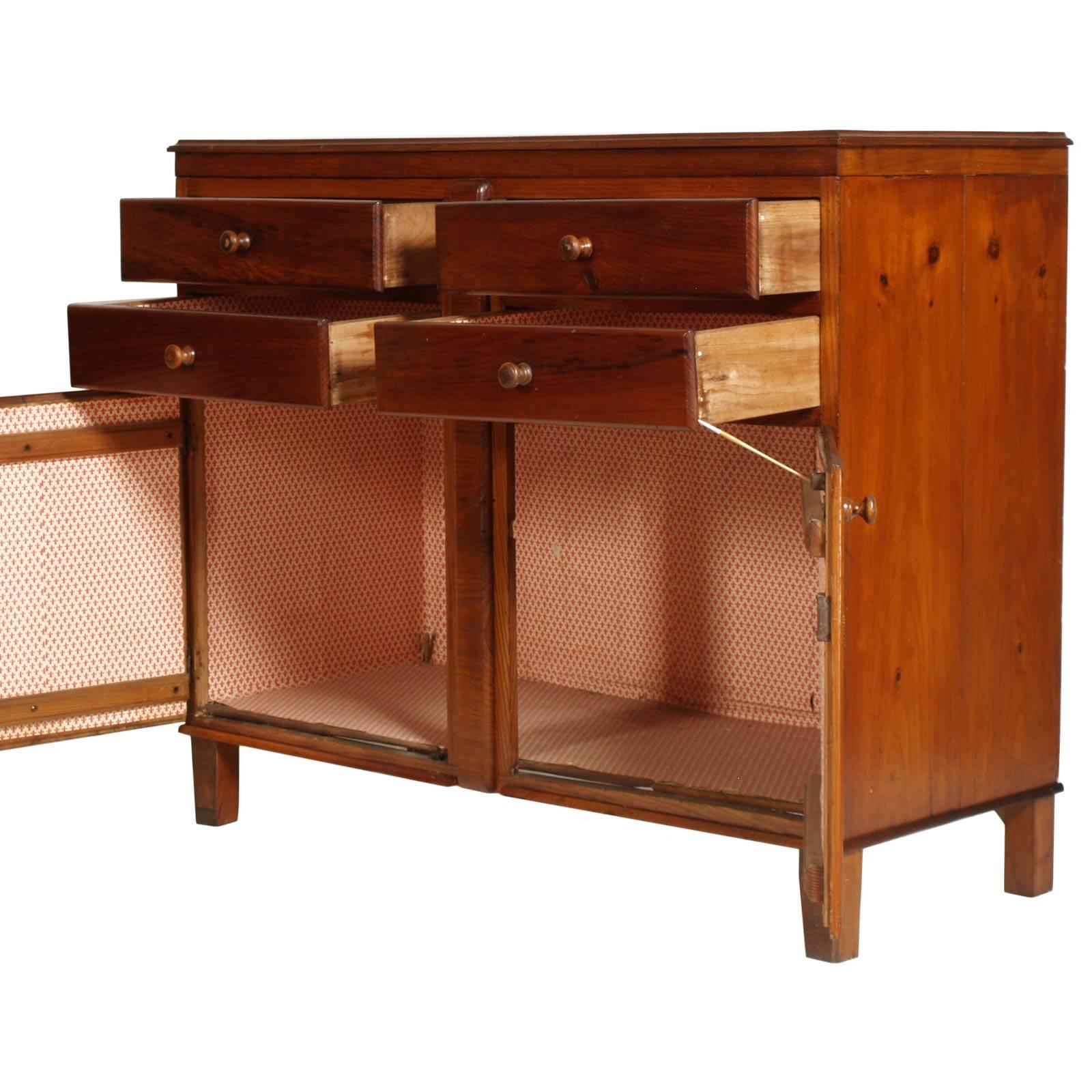 Country Late 19th Century Italy Credenza Sideboard, Solid Walnut , Wax Polished For Sale