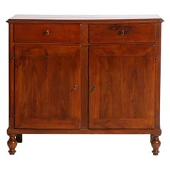 Antique 19th Century Italian Credenza Sideboard in Solid Walnut Restored Polished to Wax