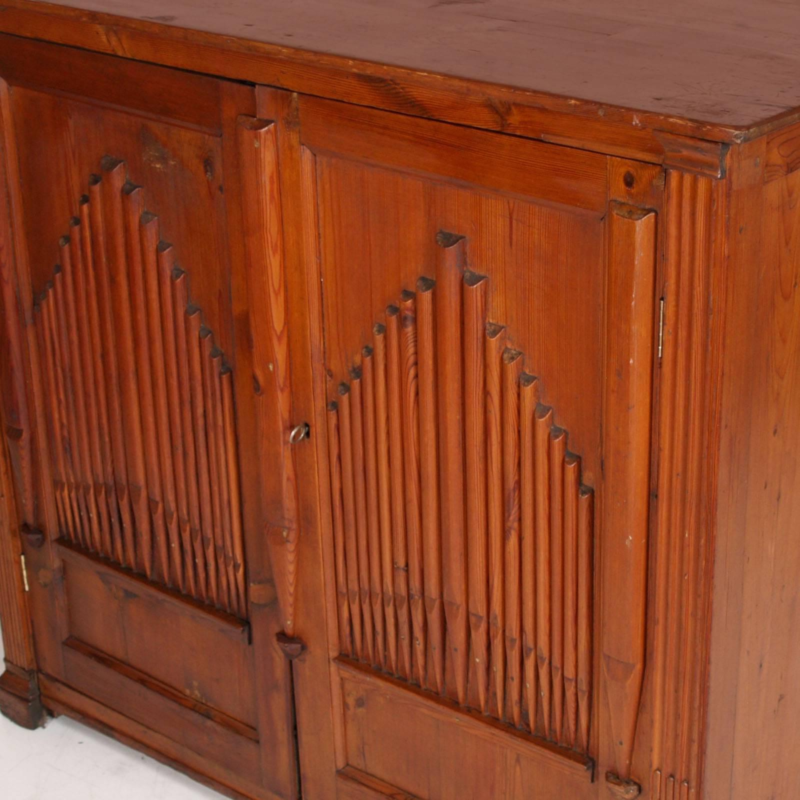 Baroque Early 19th Century Credenza Sideboard of Church, Larch, Restored Polished to Wax For Sale