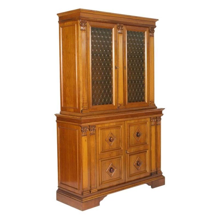 Italian Credenza Bookcase Midcentury NeoclassicRenaissance Style Blond