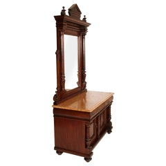 19th Century Italian Umbertino Vanity Mirrored Dressing Table in Walnut