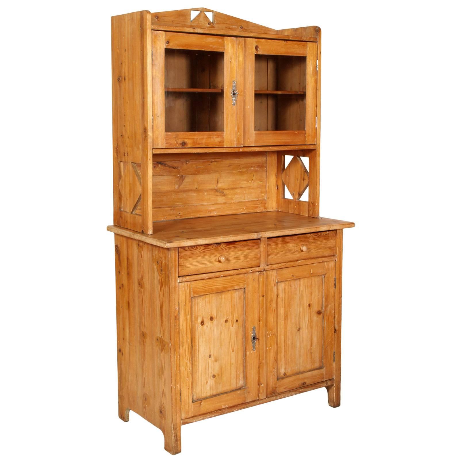 Early 20th Century Country Art Decò Tyrolean Sideboard Credenza, display cabinet For Sale