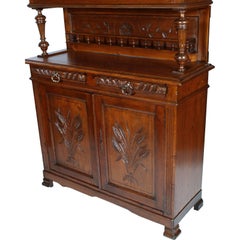 Art Nouveau Provencal Hand-Carved Solid Wood Sideboard Restored and Wax Polished