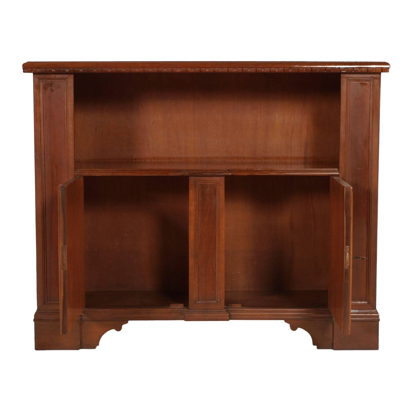 Renaissance Revival Mid Century Entry Italy cabinet, Renaissance style, blond walnut wax polished For Sale