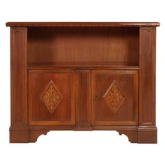 Mid Century Entry Italy cabinet, Renaissance style, blond walnut wax polished