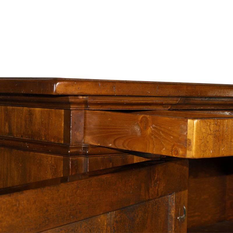 Tuscan Big Massive Credenza Florentine Renaissance All Walnut Wax-Polished In Good Condition For Sale In Vigonza, Padua