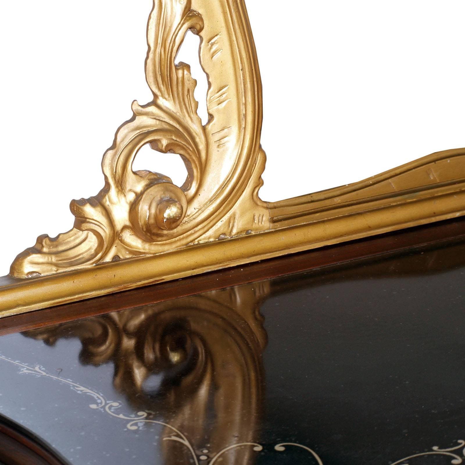Italian 1920s Mirrored Baroque Venetian Credenza Chippendale, in Walnut, Maple Inlay For Sale