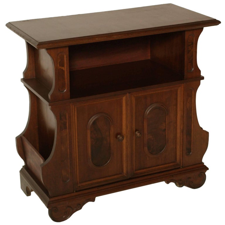Midcentury Renaissance Console Entrance Cabinet In Walnut And