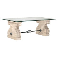 Midcentury Coffee Centre Table, Carved Nanto's Stone Achille Grassi Attributed