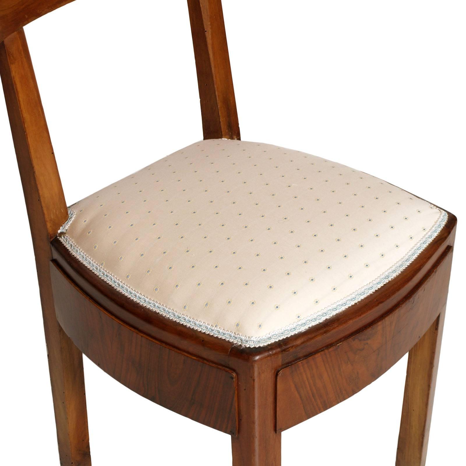 Pair Of 1920S Classic Art Deco Italian Chairs, Solid Walnut Pair Of 1920S Classic Art Deco Italian Chairs, Solid Walnut