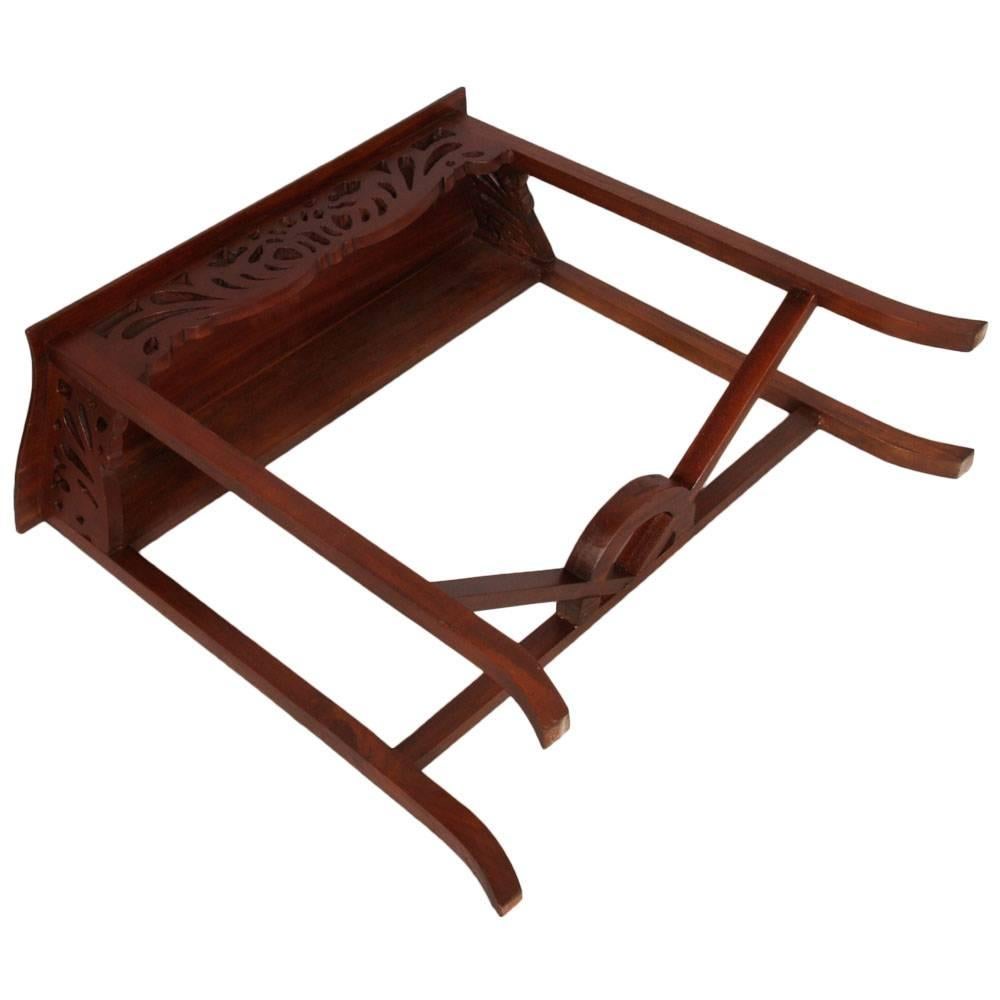 Hand-Crafted 1910s Art Nouveau Console in Carved Wood,  Eugenio Quarti Style, Polished to Wax