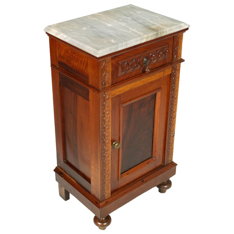 Mid 19th Century Neapolitan Bedside Table Nightstand White Carrara Mid 19th Century Neapolitan Bedside Table Nightstand White Carrara Marble Top For