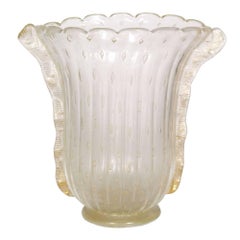 Retro Art Deco Murano Glass by Barovier & Toso with Air Bubbles and Gold Leaf Immersed