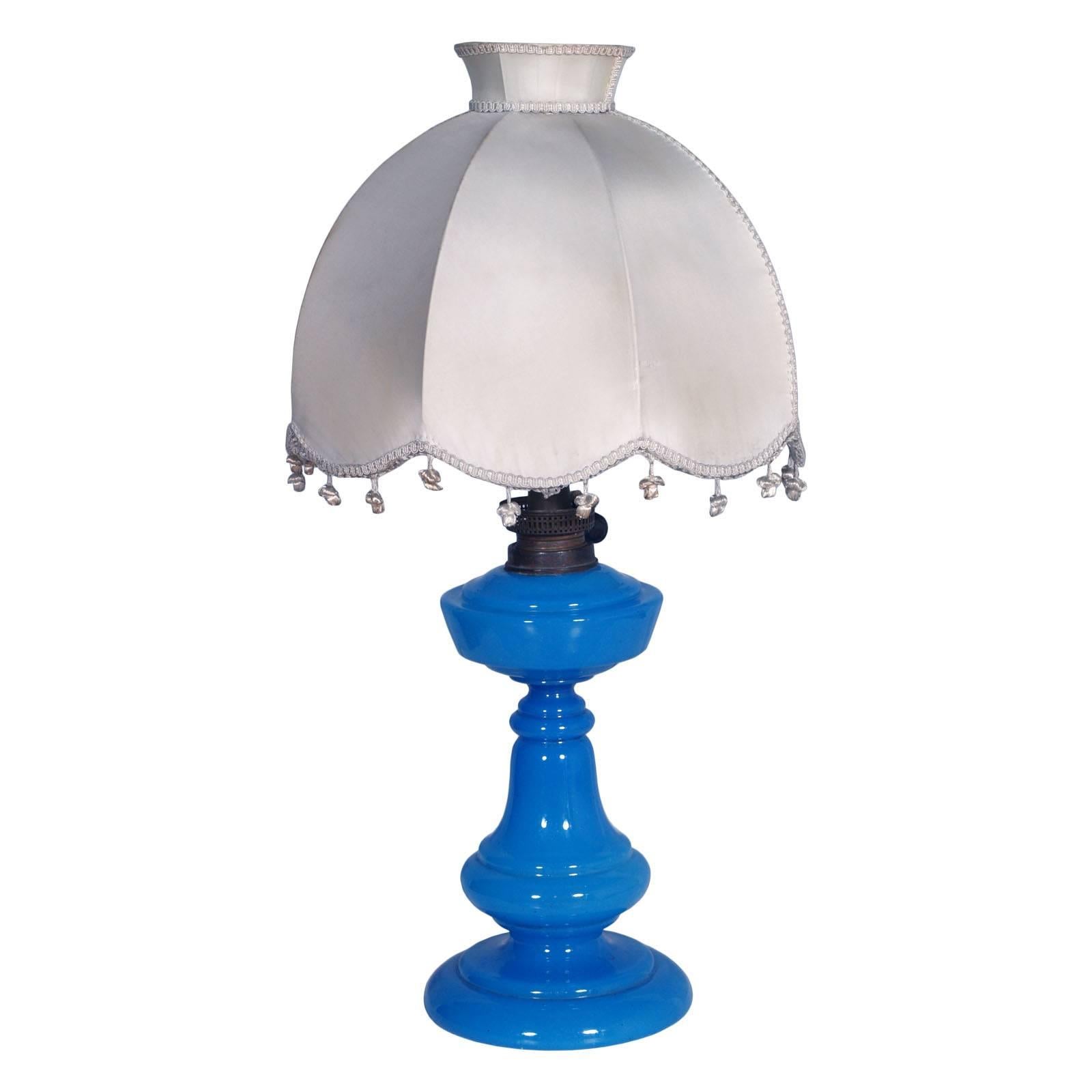 Art Deco Murano Glass Table Lamp by Cappellin for Venini 1930 Blown Blue Glass