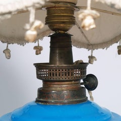 Art-déco-Tischlampe aus Muranoglas von Cappellin für Venini, 1930, geblasenes blaues Glas