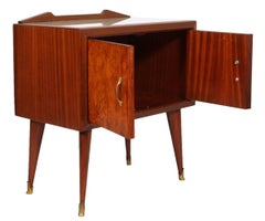 1940s Pair of Nightstands Paolo Buffa Attributed, Mahogany and Elm Burl Veneered