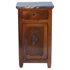 Art Nouveau Nightstand with Marble Top, Italy circa 1900, Hand Carved Walnut