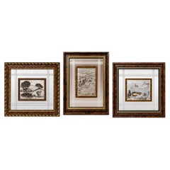 Set of Three Italian 925 Silver-Plated Bas-Reliefs & Mirrored Frames by Guerrini