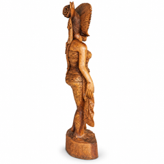 Early 20th Century Balinese Hand-Carved Tropical Hardwood Female Figure, 1900s