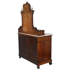 19th Century Chest of Drawers, commode with mirror, Carrara Marble, Burl Walnut