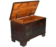 18th Century Antique Hand-Painted Tyrolean Chest Trunk in Solid Larch