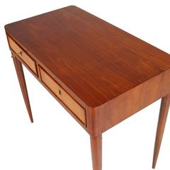 Mid-Century Desk or Vanity Gio Ponti Style Massive Walnut, Cherry Slab Applied