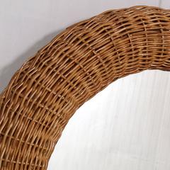 Mid-Century Modern Rattan Circular Mirror Franco Albini Franca Helg style