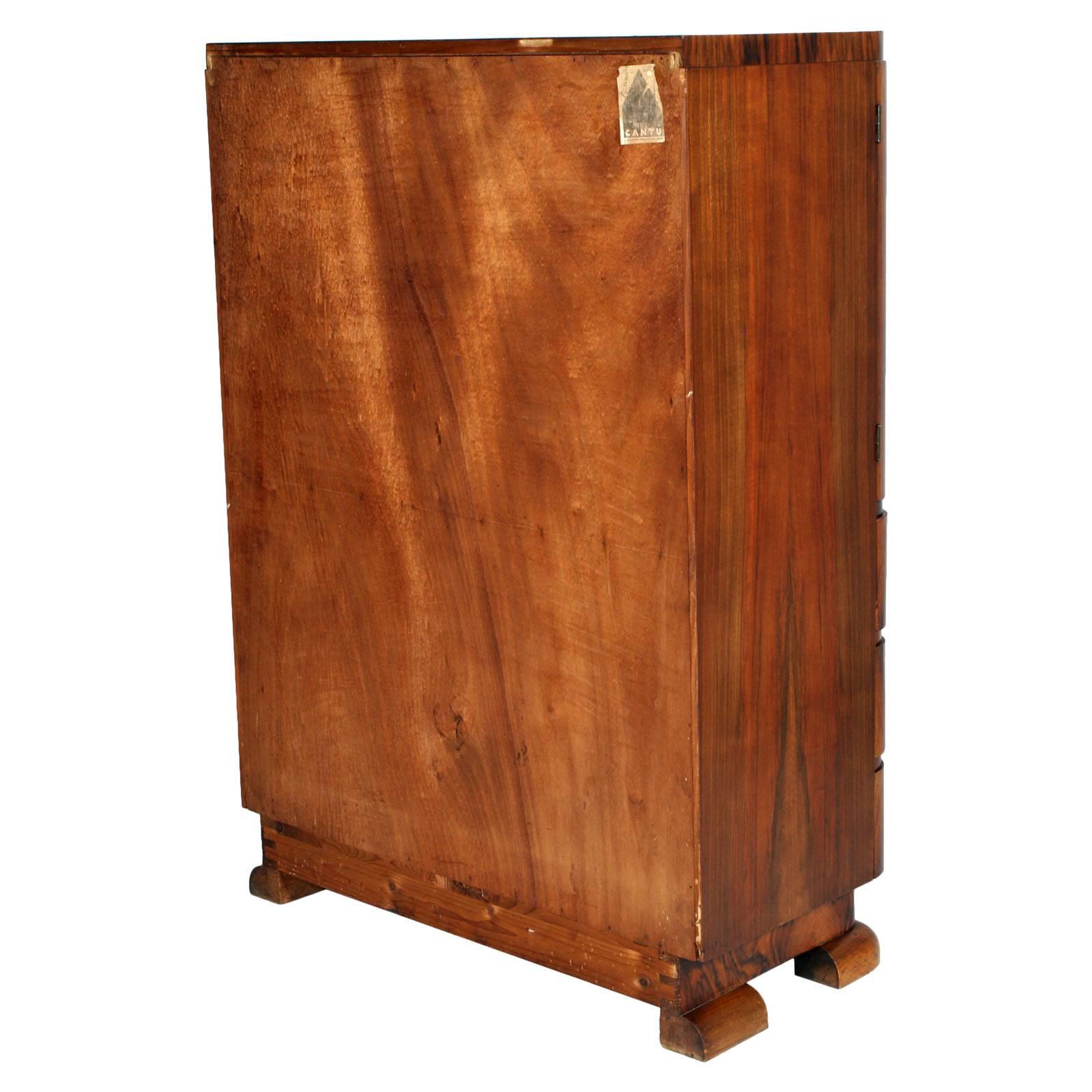 Mid-20th Century 1930s Art Deco Cabinet Dresser in Burl Walnut by Crafts Cantu For Sale