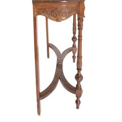 Venetian Umbertina Console attributed to Cadorin, Carved Walnut with Leather Top