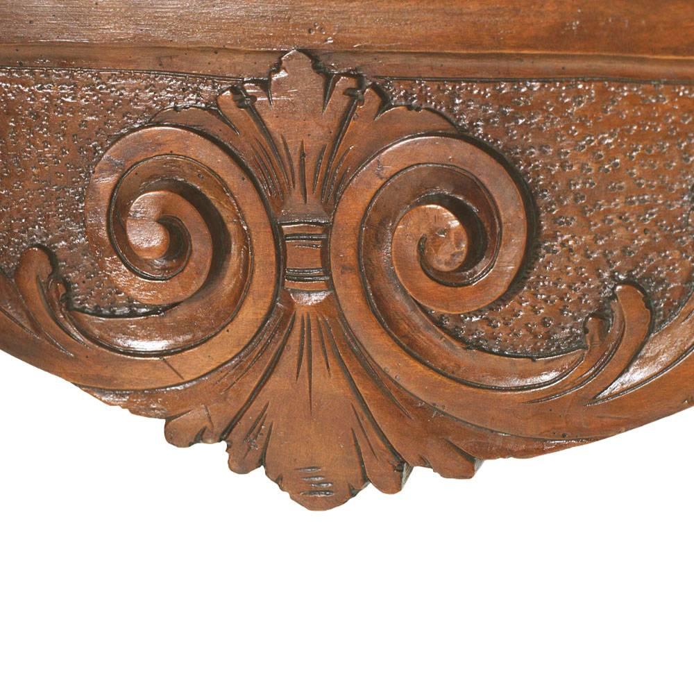 Renaissance Revival Venetian Umbertina Console attributed to Cadorin, Carved Walnut with Leather Top For Sale