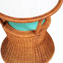 Bamboo Rattam Coffee Table with Mirror attributet Franca Helg and Franco Albini